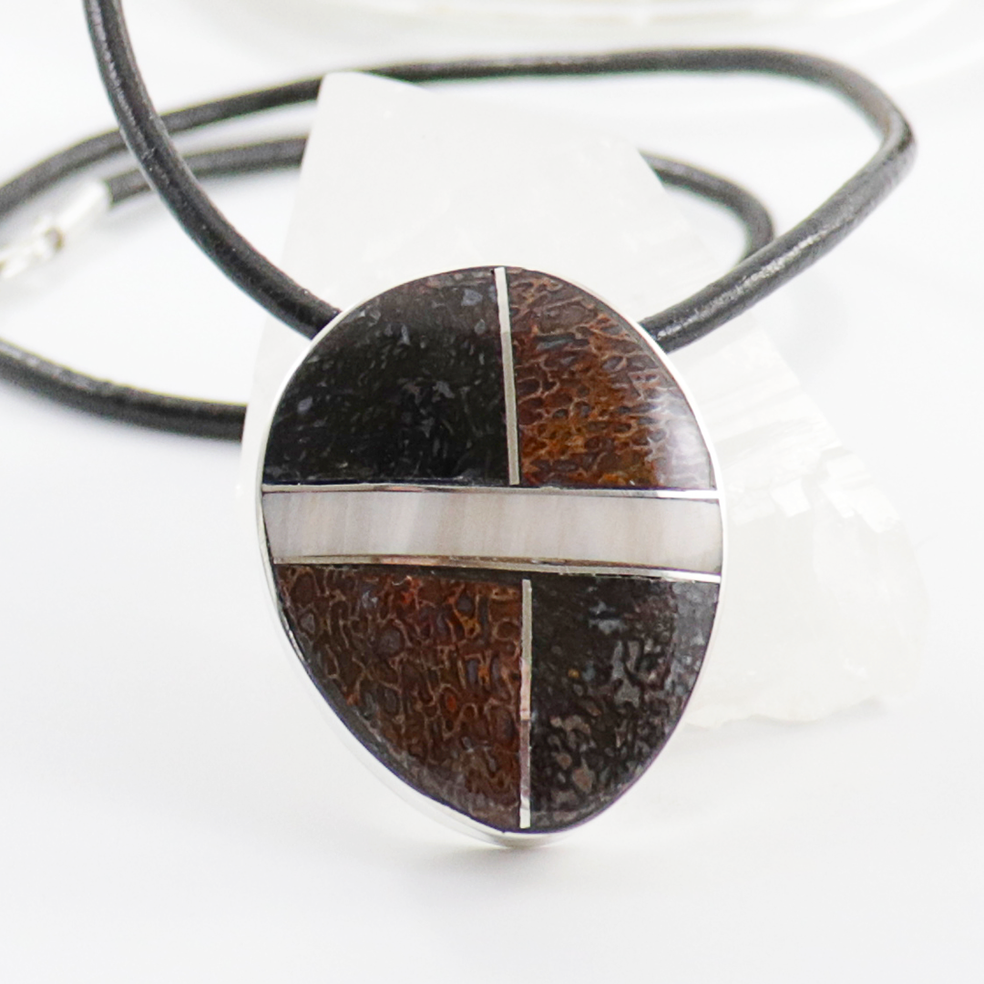 Dinosaur Bone Inlay pendant