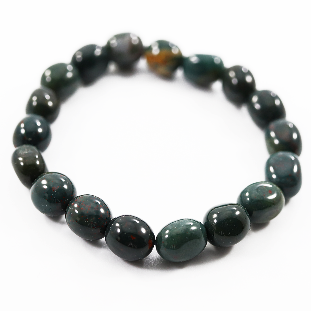 Bloodstone tumbled stone bracelet