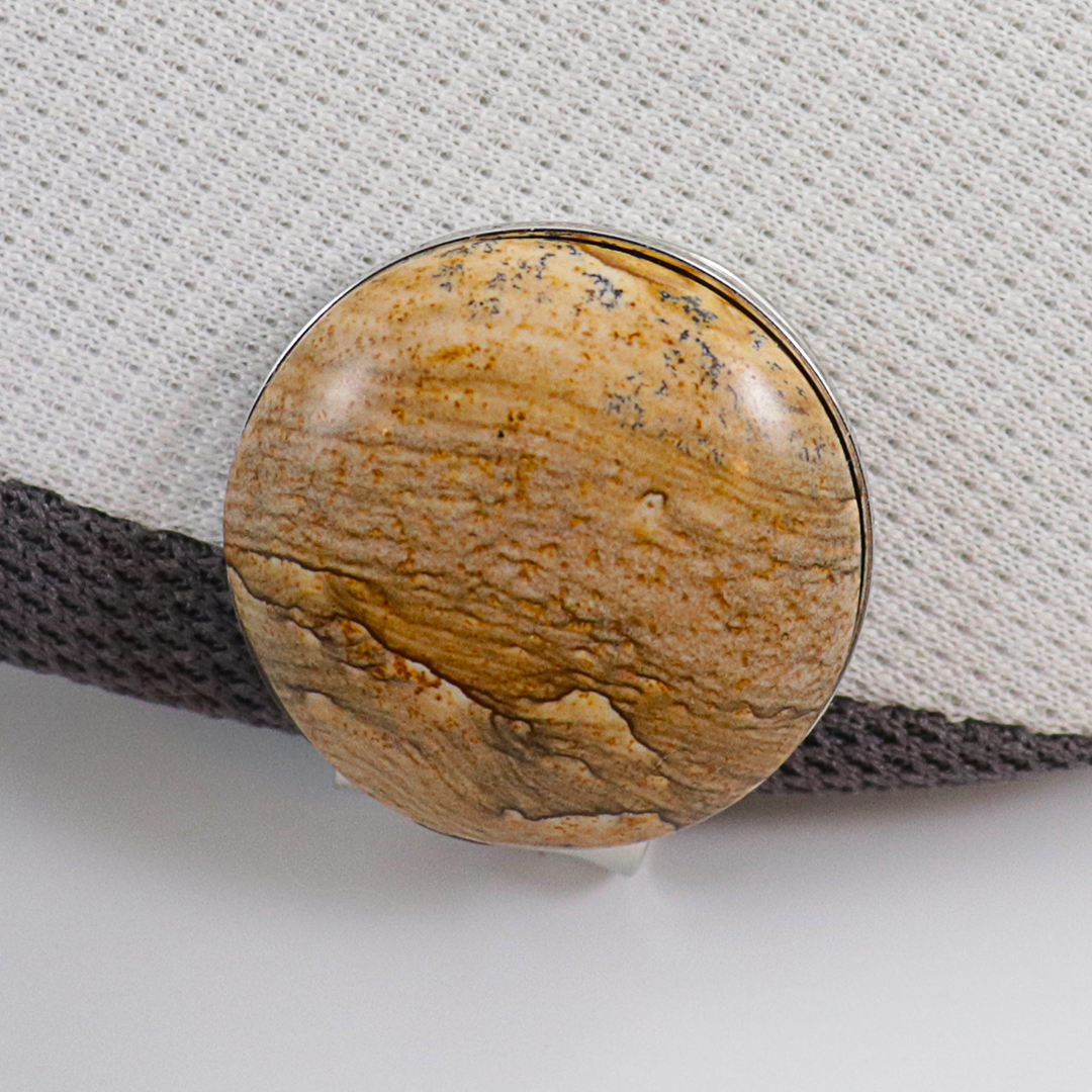 Picture Jasper golf ball marker with magnetic hat clip