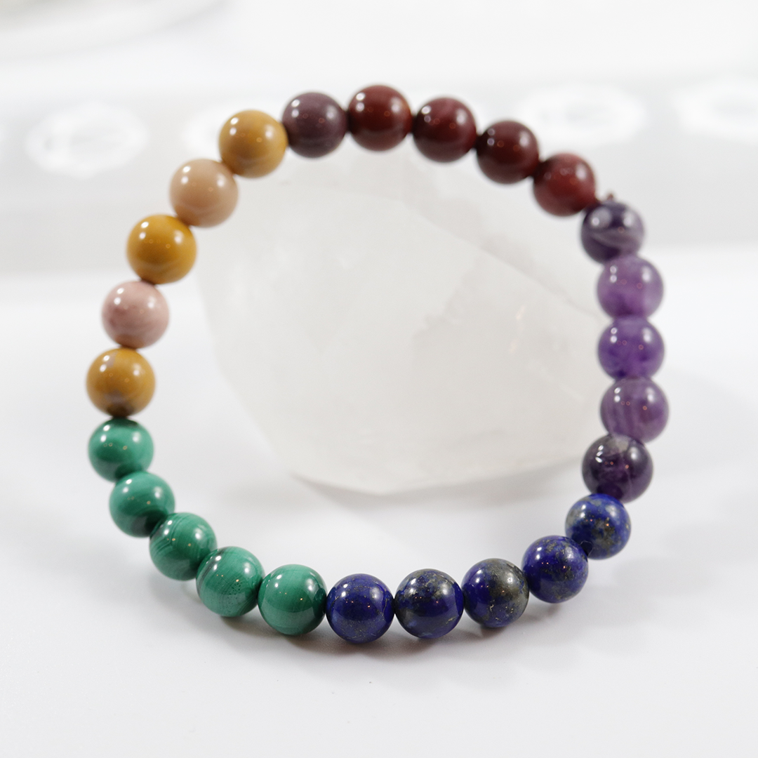 Rainbow bead bracelet (8-10mm)