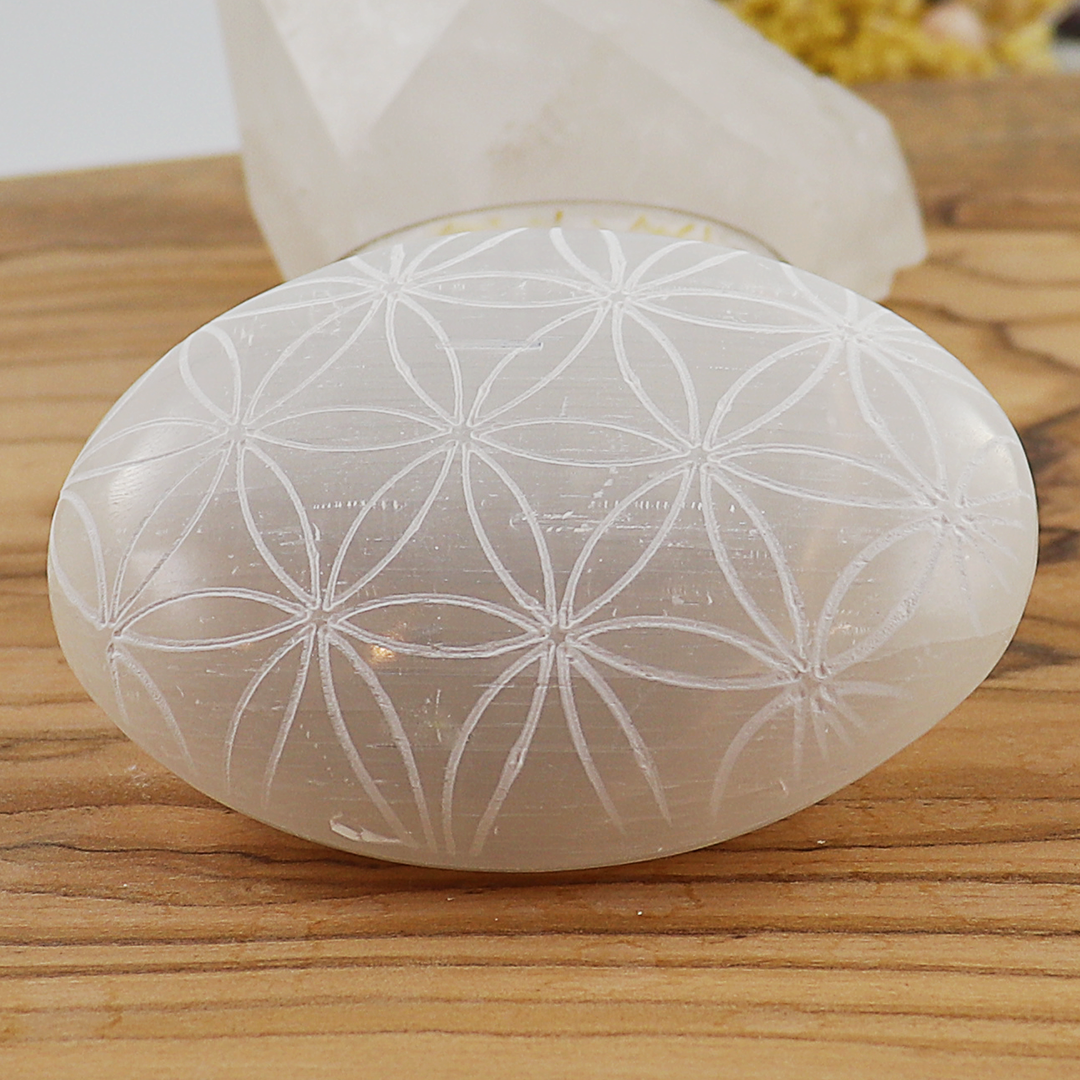 Selenite Palm Stone