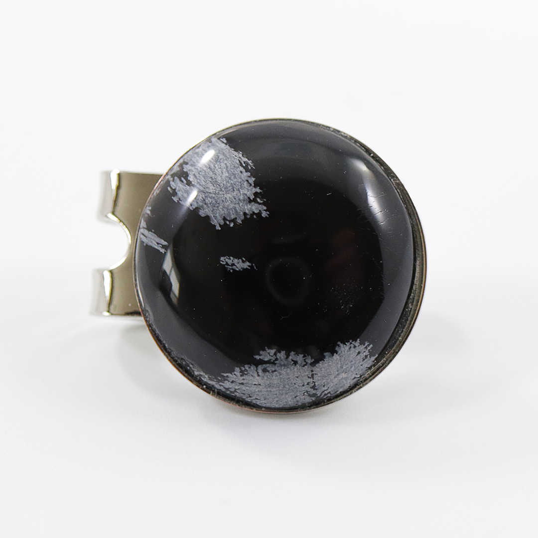 Snowflake Obsidian golf ball marker with magnetic hat clip